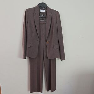 Calvin Klein Brown Taupe Suit Set Classic Tailored Design
